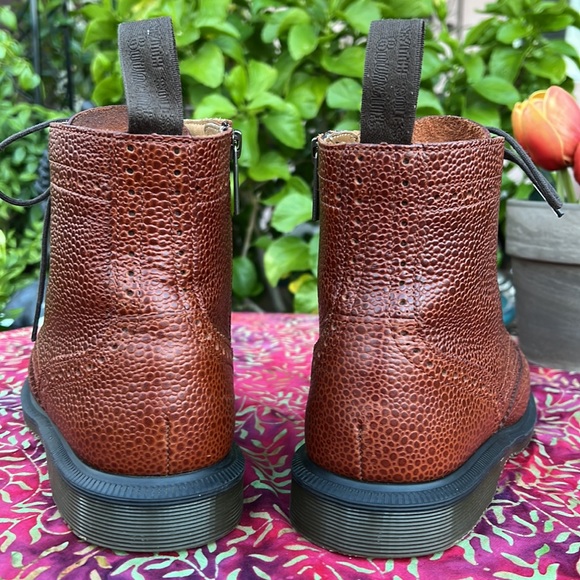 Dr. Martens Delphine Caramel Brown Brogue Detail Wingtip Ankle Boots - Picture 4 of 17